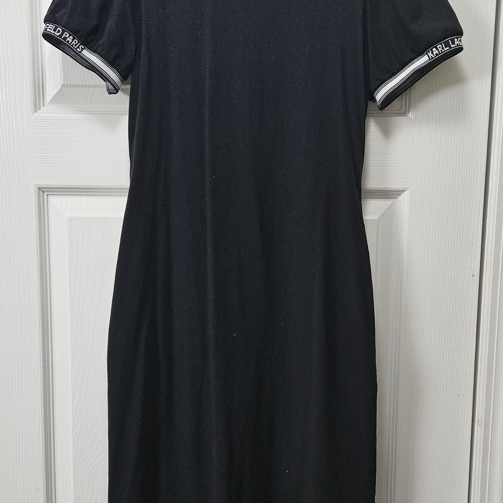 Karl Lagerfeld Black Dress with Logo Trim